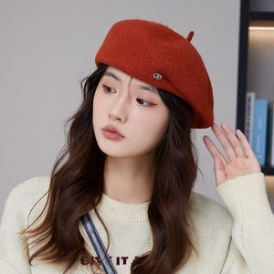 Béret épais en feutre de laine vintage français personnalisé pour femmes automne hiver bonnets élégants chapeau d'artiste - Product Image 3