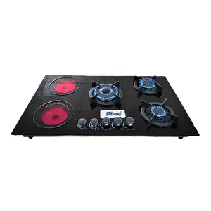 Hybrid cooker Built-in Electric-gas Hob With 3 gas 2 Electric Ceramic Burner SGE59003