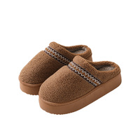 Pantoufles d'hiver en dentelle et peluche, chaudes, unisexes, à semelle épaisse antidérapante, pour intérieur et extérieur, vente en gros