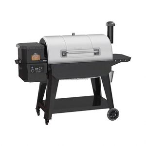 Barbecue à granulés moderne en acier inoxydable chromé robuste avec roues, allumage électronique, 80x67CM, flamme de cuisson - Product Image 1