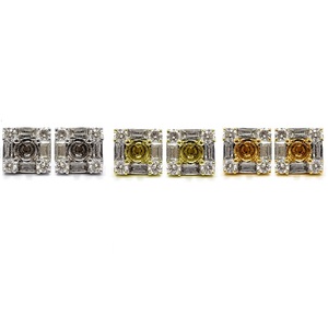 Boucles d'oreilles clous tendance pour femme, plaqué or massif 18 carats, diamant taille brillant, pour mariage, fête et cadeau - Product Image 4