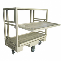 Chariot d'entrepôt métallique personnalisé à étagères multi-niveaux en maille, chariot de transport logistique avec roulettes pour la manutention de marchandises et colis