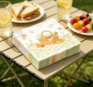 Serviettes de table jetables épaisses à motif floral et fruits frais pour panier de pique-nique rustique - Product Image 3