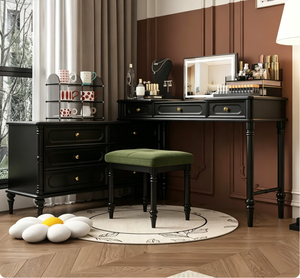 American Modern Solid Wood Apartment <strong>Dressing</strong> <strong>Table</strong> Integrated Drawer Cabinet French Cream-Style End-of-Bed Makeup <strong>Table</strong> <strong>Storage</strong> - Product Image 4