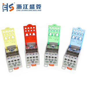 בלוק חלוקה תעשייתי UKK-250 250A לתלייה על פס <span class=keywords><strong>DIN</strong></span> עם מגעי נחושת מצופים ניקל, 11-20 מגעים, קופסת חיבורים עם ברגים - Product Image 2