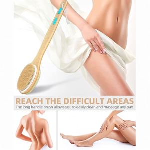 Cepillo de Baño Exfoliante de Doble Cara con Mango Largo de Madera, Cerdas Suaves y Rígidas para Limpieza Corporal, Venta al Por Mayor de Fábrica - Product Image 4