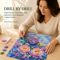Kit de Peinture Diamant 5D KS Craft Motif Fleur Épanouieuse, Perles Rondes Spéciales, Écologique, Décoration Murale Florale DIY, Cadeau