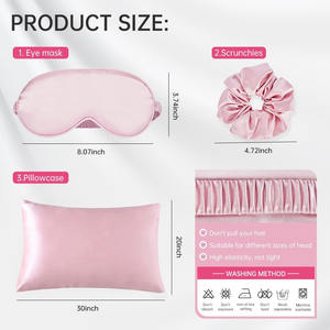 Seiden-<span class=keywords><strong>Satin</strong></span>-Kissenbezug hautfreundlich bequem Schlaf-Augenmaske Haarband weiches Kissenlocken-Schürze Seidenbündel Kissenbezug mit Augenbezug - Product Image 5