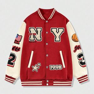 Regenboog Spray Custom Streetwear Fabrikant Letter Geborduurde Patch <span class=keywords><strong>Baseball</strong></span> Jassen Kleurblokken Varsity Jacket voor Heren - Product Image 3