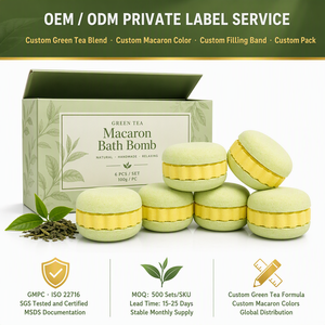 Juego de Bombas de Baño Efervescentes con Extracto de Té Verde en Forma de Macaron, 6 Piezas de 100g, Naturales, Hechas a Mano, Hidratantes, Aromáticas, Etiqueta OEM ODM - Product Image 5