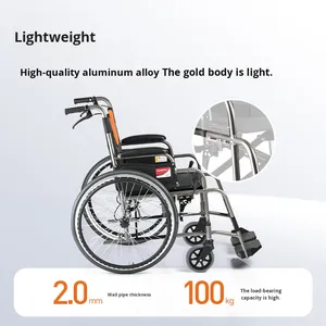 Silla de Ruedas Plegable Ligera de Aleación de Aluminio <span class=keywords><strong>Yuyue</strong></span> H062, Especial para Ancianos con Parálisis, Silla de Ruedas Manual para Desplazamientos, Nacional - Product Image 1
