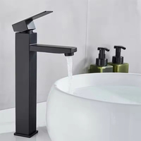 Robinet de lavabo moderne à corps carré en nickel brossé, à trou unique et à poignée unique, pour lavage des mains, du visage, hôtel, villa, toilettes, salle de bain