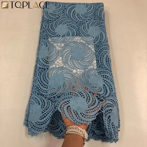 Encaje Africano con Piedras, Soluble en Agua, Color Blanco, Bordado, Encaje <span class=keywords><strong>Guipur</strong></span> Nigeriano para Vestido de Novia - Product Image 2