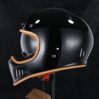 Pour Ducati Casque Vintage Noir Brillant de Haute Qualité