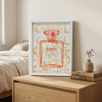 Daxin Coco - Cadre mural rectangulaire en MDF avec motif de bouteille de parfum, design Art Déco, décoration intérieure, occasion universelle