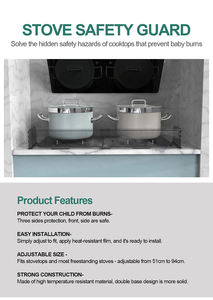 Protection <span class=keywords><strong>de</strong></span> <span class=keywords><strong>poêle</strong></span> extensible robuste (51-94cm) -<span class=keywords><strong>Barrière</strong></span> anti-bébé à 3 côtés avec résistance à la chaleur, convient à la plupart des tables <span class=keywords><strong>de</strong></span> cuisson et des cuisinières - Product Image 5