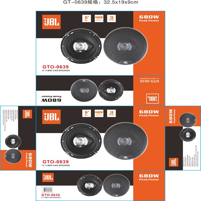Pair of  GTO-0639  6"16cm  3 Way Speakers Full Range Coaxial NO Grille