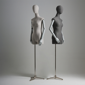 Thiết Kế Mới Nữ Thời Trang Ăn Mặc Hình Thức Thợ May Bust Người Giả <span class=keywords><strong>Linen</strong></span> Vải Grey Cửa Sổ Giả Với Cánh Tay Khớp - Product Image 1