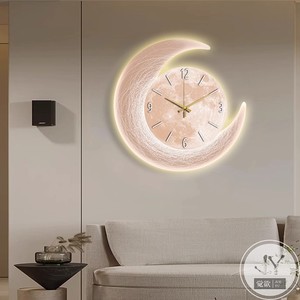 Orologio <span class=keywords><strong>da</strong></span> <span class=keywords><strong>Parete</strong></span> Moderno di Lusso con Decorazione per Soggiorno e Sala <span class=keywords><strong>da</strong></span> Pranzo, Dipinto Creativo con Luna, Orologio <span class=keywords><strong>LED</strong></span> Luminoso con Natura Morta - Product Image 4