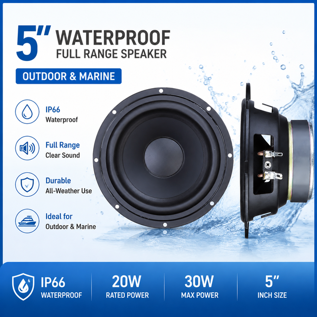 4ohm Waterproof IP66 5 Inch Full Range Midrange Speaker Bass Speaker Professional Audio Speakers for Outdoor Marine Yacht