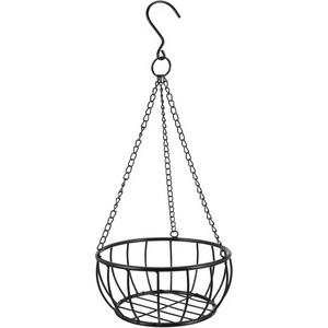 Soporte para Macetas de Hierro Negro con Cadena de Tres Puntos y Gancho para Colgar, Canasta de Alambre Abierta para Exhibición de Plantas en Balcón, Patio y Jardín - Product Image 1