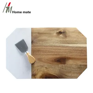 Shop ebay hot sell Real Marble Dining Cheese Board With Acacia Wood Made In China