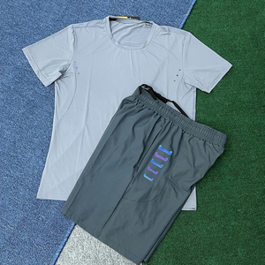 Mùa Hè Người Đàn Ông Thể Thao Tập Thể Dục Gymtracksuit Da Thân Thiện Với Ngắn Tay Áo T Áo Sơ Mi Quần Short 2 Mảnh Trọng Lượng Nhẹ Activewear Chạy Bộ - Product Image 2