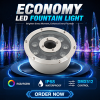 Lampu Air Mancur LED Lingkaran 9W CE Rohs IP68 Stainless Steel Tahan Air, Warna Berubah dengan Kontrol Eksternal untuk Taman
