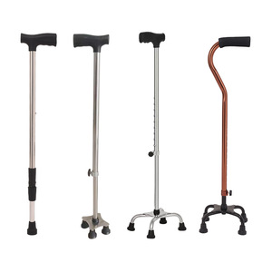 Bâton de marche en alliage d'aluminium avec embout en caoutchouc, canne légère à quatre pieds pour personnes âgées, support de randonnée - Product Image 1