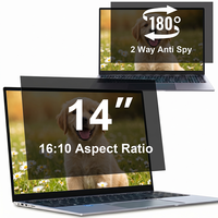 180 °   Filter Layar Privasi 2 Arah untuk Laptop Dell/HP/Lenovo/Acer 14 Inci 16:10 Anti Spy Anti Silau Pelindung Pemblokir Cahaya Biru