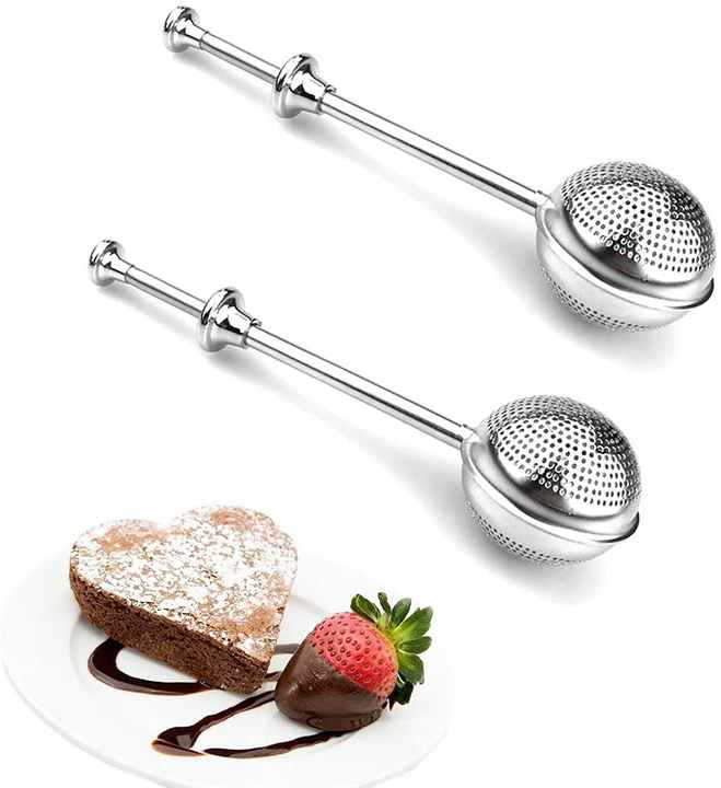 Set 2 Spolverini In Acciaio Inox Kare & Kind - Per Zucchero, Farina, Cacao, Con Manico A Molla - Foto 2