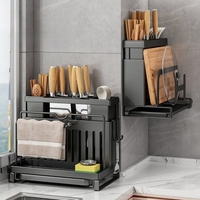 Étagère de rangement pour évier Porte-éponge multifonctionnel pour cuisine Étagère de rangement murale pour évier
