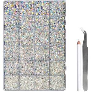 Nuevo Talismán de Uñas en Caja de 24 Compartimentos, Perla Negra de Resina, Base Plana, Diamante, Accesorios de Decoración de Uñas DIY - Product Image 3