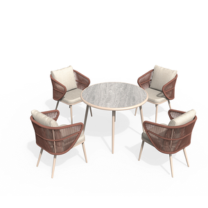 Juego de Muebles de <span class=keywords><strong>Exterior</strong></span> de Aluminio DWOO para 4 Personas con Mesa de <span class=keywords><strong>Comedor</strong></span> de Vidrio, Resistente a la Intemperie, para <span class=keywords><strong>Patio</strong></span>, Jardín, Balcón - Product Image 3