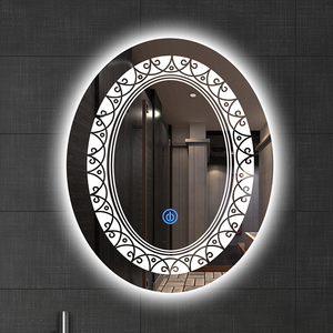 <span class=keywords><strong>Miroir</strong></span> de salle de bain LED décoratif éclairé, design graphique moderne, forme ovale, étanche, mural, pour chambre à coucher, hôtel, maquillage - Product Image 6