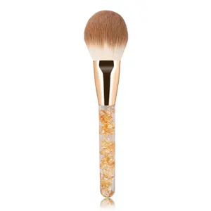 Makeup Brushes Travel Luxury High Quality Gold Tin Clear Plastic Handle Soft Corn Silk Hair Face Blush Powder Brush