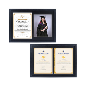 Personalizzato a buon mercato doppio certificato cornici in <span class=keywords><strong>legno</strong></span> laurea <span class=keywords><strong>foto</strong></span> telaio Diploma per doppio A4 certificati o 8*10in <span class=keywords><strong>foto</strong></span> - Product Image 1