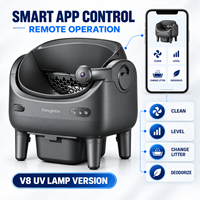 Bac à litière automatique pour chat V8 4 kg, toilette autonettoyante à ouverture supérieure avec lumière UV externe, contrôle par application pour plusieurs chats