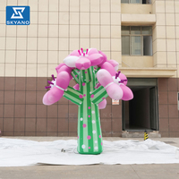Modèle d'arbre à fleurs rose gonflable géant personnalisé pour la décoration de scène d'événements en plein air