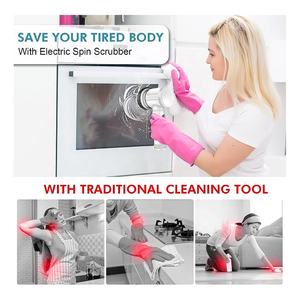 Brosse de nettoyage électrique sans fil avec 5 têtes de brosse remplaçables pour douche électrique à main - Product Image 3