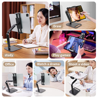 Support de téléphone de bureau léger à double bras avec logo personnalisé, multi-angles, mains libres, flexible, portable, pour tablettes et PC, idéal pour l'école