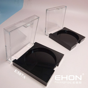 Wholesale Black <b>Square</b> ABS Lightweight Blush Case China Empty Compact Powder Palette Cosmetic Box Eye Shadow Packaging - Product Image 1