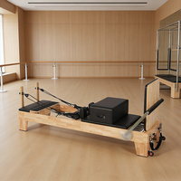 Equipo Profesional de Pilates, Reformer de Pilates de Madera de Roble para Estiramiento Muscular de Cuerpo Completo, Reformer de Pilates de Madera de Roble para Estudios de Yoga y Bienestar