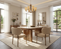 Chaise de salle à manger élégante en cuir, dossier incurvé, style européen moderne de luxe, pour appartement, salle à manger, restaurant, hôtel, villa