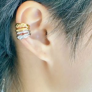 Xinfly Clip d'oreille double couche en or 18 carats (Au750) à motif diamant, modèle femme, polyvalent, pour usage quotidien, sans perçage, mariages - Product Image 2