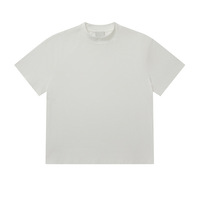 T-shirt Homme Col Montant Manches Courtes Couleur Unie Grammage Lourd 270g Coupe Ample Style Essentiel Pré-rétréci Design Basique