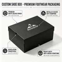 Boîte à chaussures pliable noire avec logo personnalisé, en carton ondulé recyclé, pour emballage de baskets, rangement de chaussures, boîte cadeau, vente en gros
