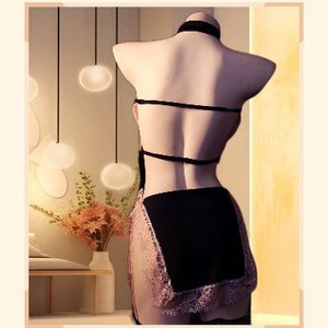 Modern Chinese Style Lingerie Women Sleeveless Chiffon Sleepwear Color-blocked Skirt Soft High-slit <b>Lounge</b> Wear 8152 - Product Image 3