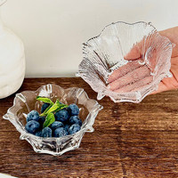 Bol à dessert en verre transparent à motifs de pétales, en forme de fleur, pour salade, fruits, collations, décoration de table à manger à la maison