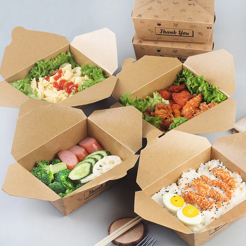 Disposable Biodegradables Fast Custom Food Package Box Food Restaurant Box Takeaway Printed Paper Lunch Packaging Box